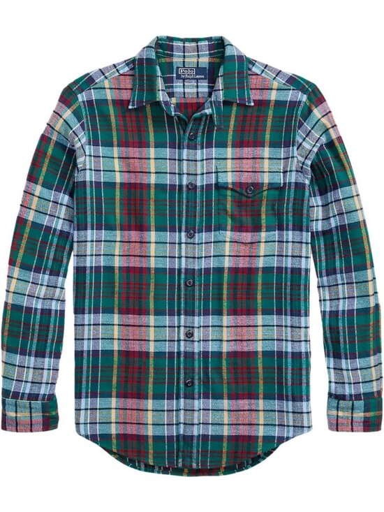 Other - Men's Classic-Fit Multicolor Plaid Brushed Flannel Shirt - X-Large, Green Multi